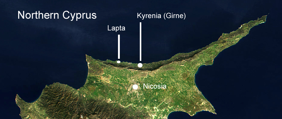 Map of Northern Cyprus, Lapta